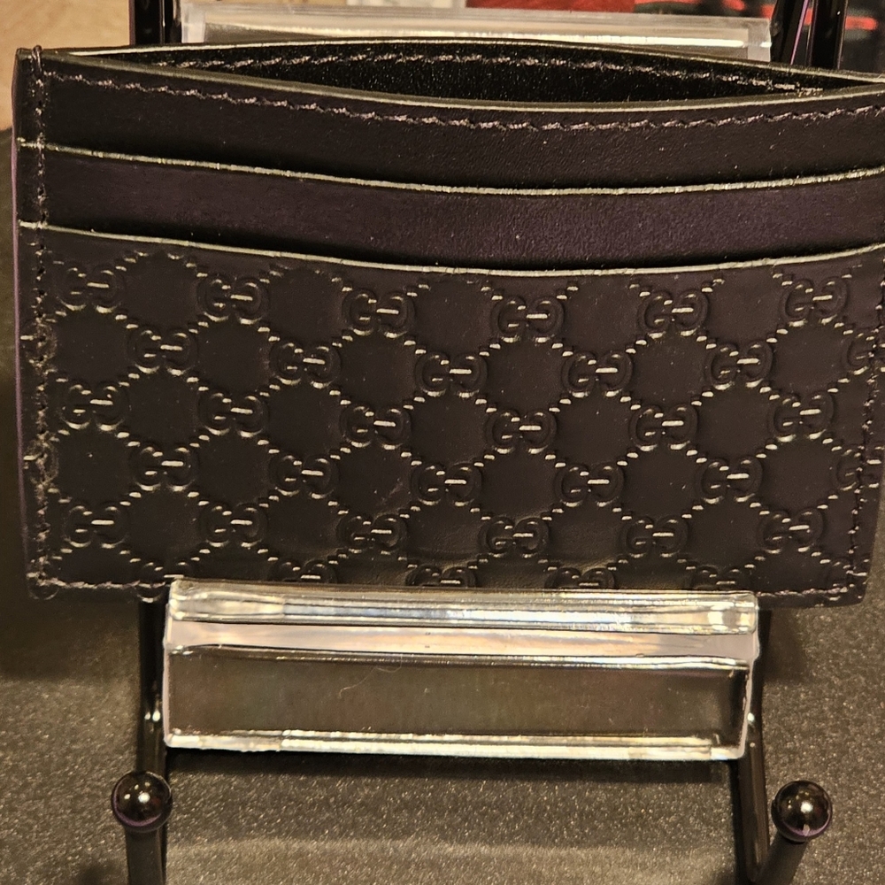 Gucci Guccissima Black Leather Card Wallet